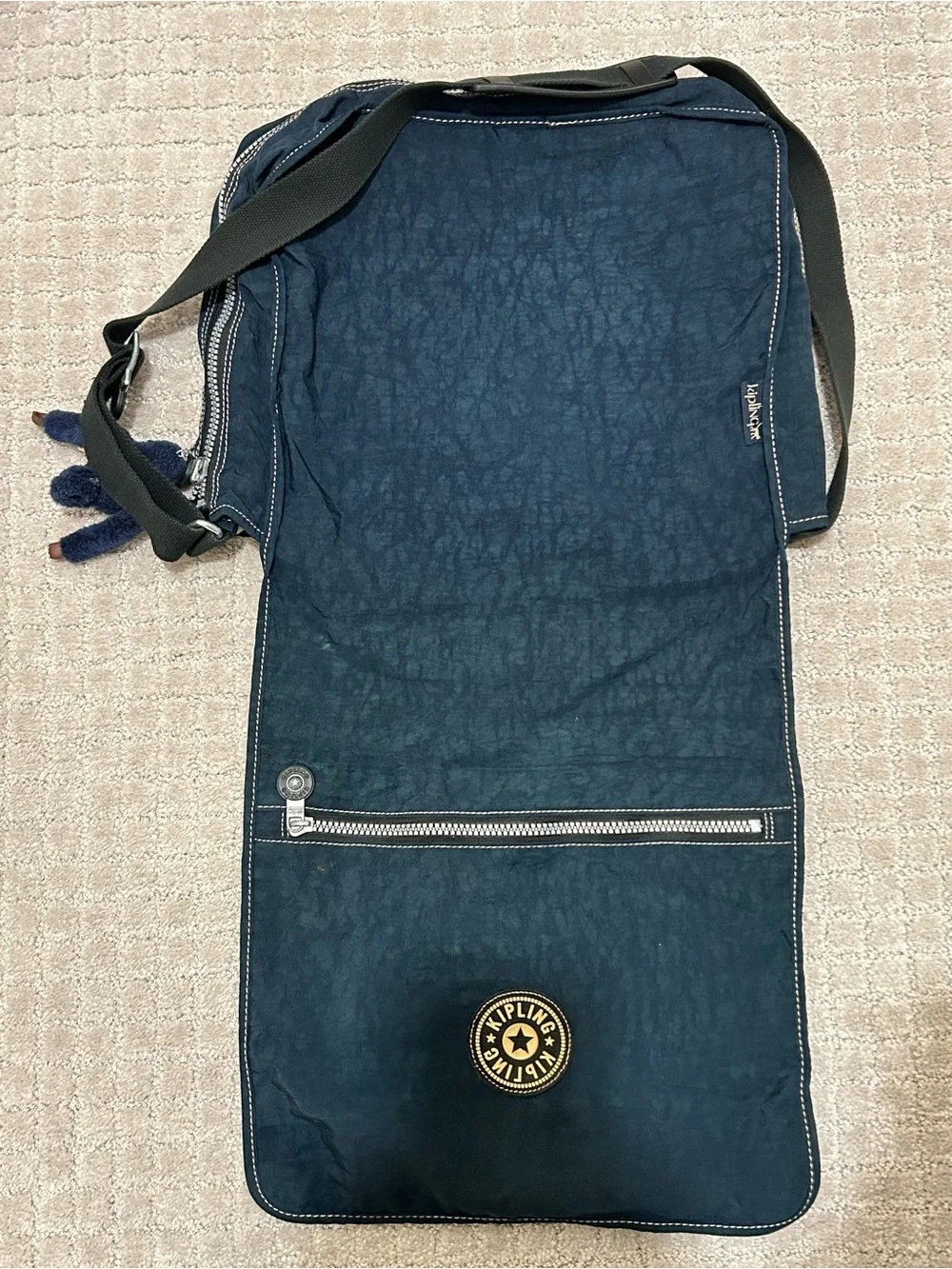 Kipling Navy Blue Men's Messenger Bag with Zip Pocket